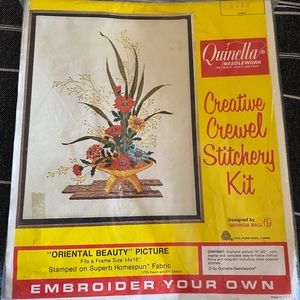 Vintage Quinella Creative Crewel Stitchery Kit - "Oriental Beauty" 14"18"